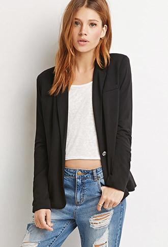 Love21 Women's  Single-button Knit Blazer