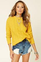 Forever21 Women's  Mustard Cable Knit Sweater
