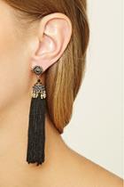 Forever21 Black & Antique Gold Tassel Drop Earrings