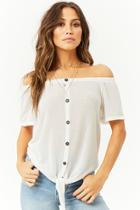 Forever21 Waffle-knit Off-the-shoulder Top