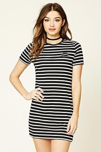Forever21 Women's  Oops Striped T-shirt Dress