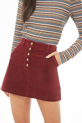Forever21 Faux Suede Button-front Mini Skirt