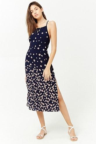Forever21 Floral Crepe High-neck Dress