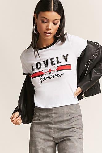 Forever21 Lovely Forever Graphic Ringer Tee