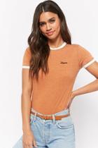 Forever21 Lover Embroidered Graphic Ringer Tee