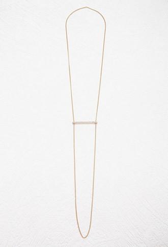 Forever21 Rhinestone Bar Pendant Necklace