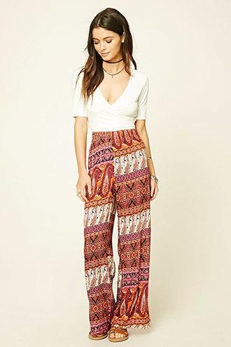 Forever21 Women's  Ornate Print Pants