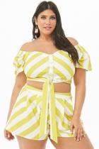 Forever21 Plus Size Striped Pleated Shorts