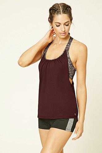 Forever21 Women's  Plum Active Twofer Sports Bra Top