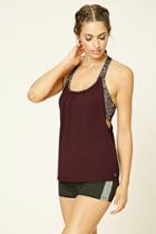 Forever21 Women's  Plum Active Twofer Sports Bra Top