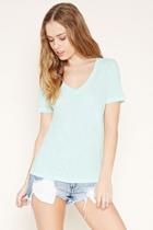 Forever21 Plus Women's  Heather Mint V-neck Tee