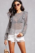 Forever21 Gingham Ruffle Trim Top