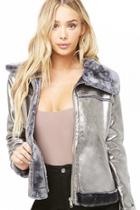 Forever21 Faux Fur-lined Metallic Jacket
