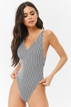 Forever21 Striped High-leg One-piece Swimsuit