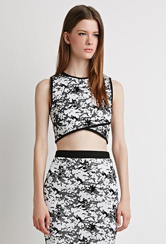 Forever21 Abstract Pattern Crop Top