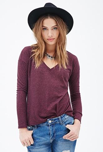 Forever21 Heathered Knit V-neck Top