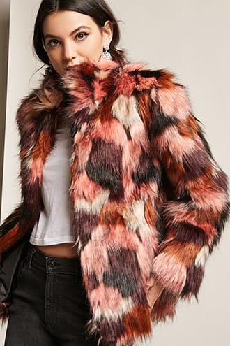 Forever21 Multicolor Faux Fur Coat