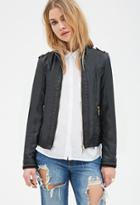 Forever21 Collarless Faux Leather Moto Jacket