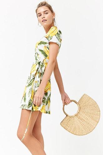 Forever21 Banana Print Wrap Dress