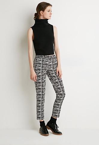 Love21 Abstract Sketch-grid Pants