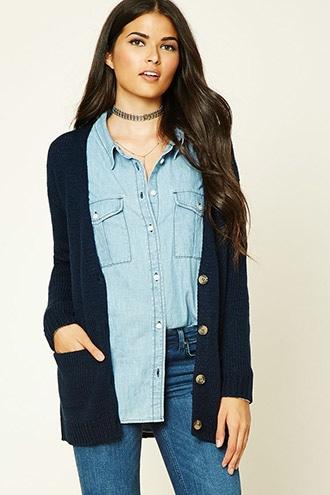 Love21 Women's  Contemporary V-neck Cardigan