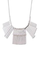 Forever21 Geo And Matchstick Statement Necklace (matte Silver)