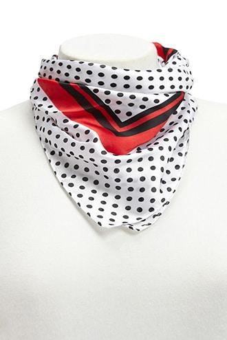 Forever21 Striped-trim Polka Dot Square Scarf