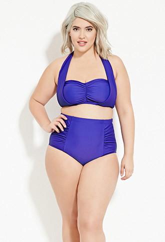 Forever21 Plus Women's Plus Size Ruched High-waisted Bikini Bottom
