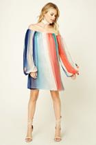 Forever21 Women's  Multi-color Open-shoulder Dress