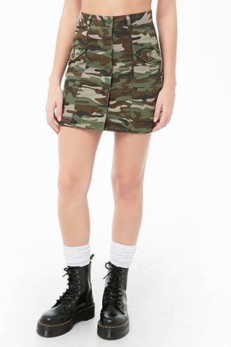 Forever21 Button-front Camo Mini Skirt