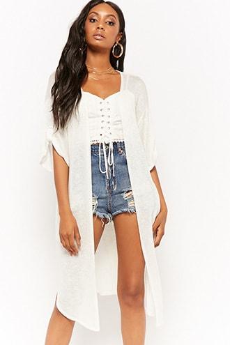 Forever21 Open-front Short Sleeve Cardigan