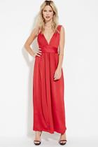 Forever21 Women's  Currant Satin Maxi Dress