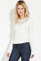 Forever21 Women's  Crocheted Ribbed Knit Top