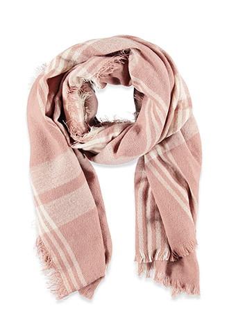 Forever21 Frayed Plaid Scarf (mauve/champagne)