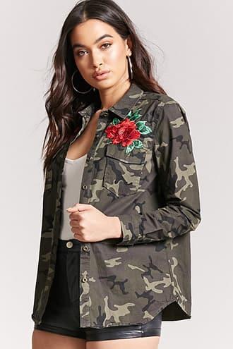 Forever21 Embroidered Rose Camo Jacket