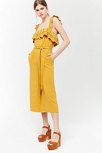 Forever21 Eyelet Flounce Jumpsuit