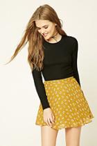 Forever21 Women's  Mustard & Cream Floral Daisy Mini Skirt