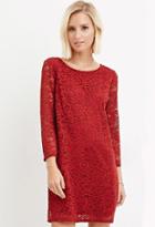 Forever21 Women's  Floral Lace Shift Dress (rust)