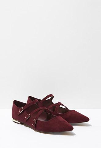 Forever21 Faux Suede Strappy Flats