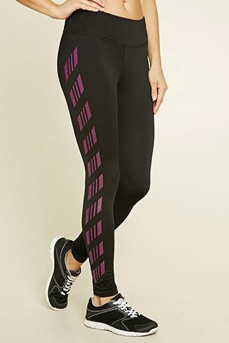 Forever21 Women's  Black & White Active Geo Print Leggings