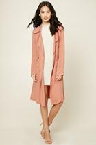 Forever21 Women's  Mauve Belted Trench Jacket