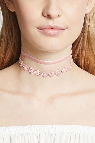 Forever21 Crochet And Velvet Choker Set