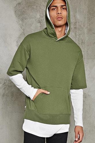Forever21 Thermal-underlay Twofer Hoodie