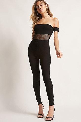Forever21 Open-mesh Panel Jumpsuit