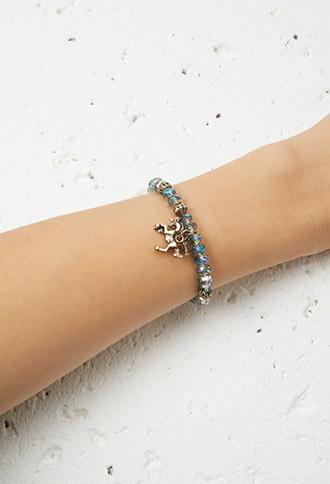 Forever21 Beaded Charm Bracelet (blue/antic.g)