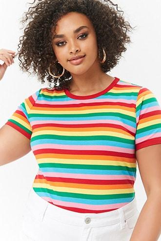 Forever21 Plus Size Multistriped Ringer Tee