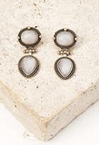 Forever21 Faux Stone Drop Earrings (antic Gold/grey)