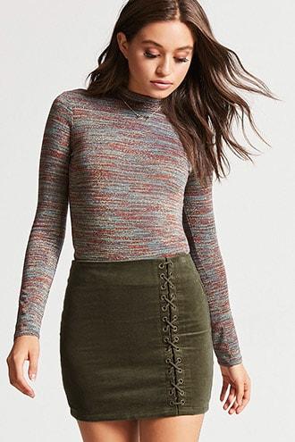 Forever21 Velvet Lace-up Mini Skirt