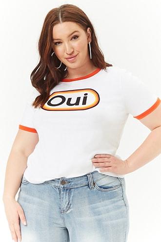 Forever21 Plus Size Oui Graphic Ringer Tee