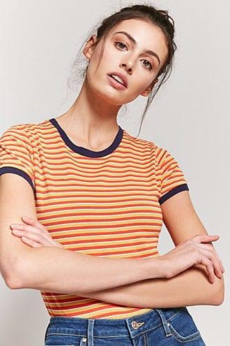 Forever21 Multicolor Striped Ringer Tee
